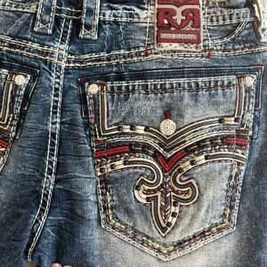 ROCK REVIVAL TANNER Straight Distressed Jeans Mens x 42 x 31.5 NWOT $220